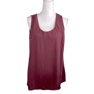 Le Chateau Burgundy Gold Beaded Neckline High Low Sleeveless Top Size Large